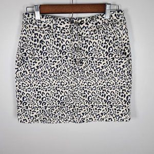 Hollister Skirt Womens 7 Leopard Animal Print Denim Jean Mini Skirt 28 Waist Y2K
